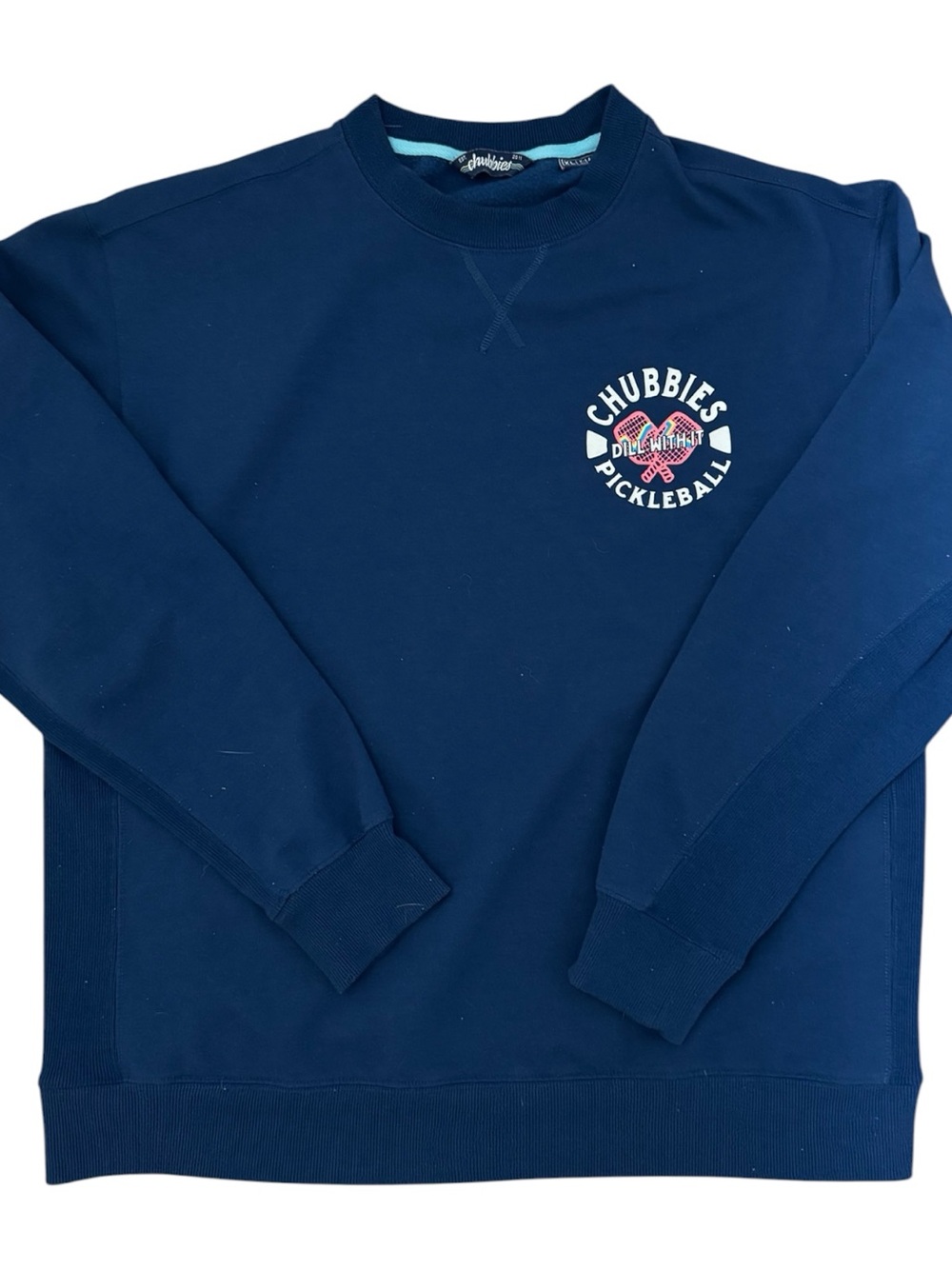 🏸Chubbies Men’s Blue Pickleball Graphic Logo Crewneck Casual Sweatshirt XL